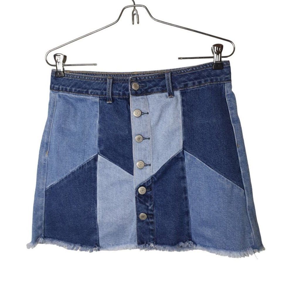 American Eagle Women's Patchwork Denim Mini Skirt… - image 1